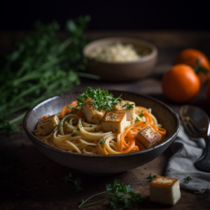 Tofu and Carrot Herb Pasta